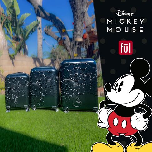 FUL Disney Mickey Mouse 25 Inch Rolling Luggage, Molded Hardshell Suitcase with Wheels, Black in Kuwait