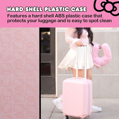 FUL Hello Kitty 21 Inch Carry On Luggage, Printed Hardshell Rolling Suitcase with Spinner Wheels, Pink in Saudi Arabia