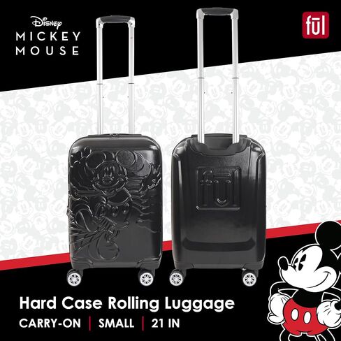 FUL Disney Mickey Mouse 25 Inch Rolling Luggage, Molded Hardshell Suitcase with Wheels, Black in Kuwait