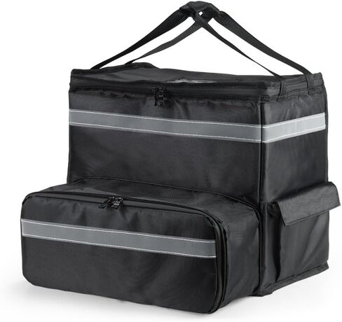 Fancial Insulated Pizza Delivery Bag, 20" x 20" x 6" Pizza Warmer Bags for Carry Hot, Insulated Food Delivery Bag, Cooler Bag, Insulated Grocery Bags, Black, 1-Pack in Kuwait