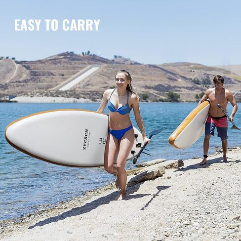 Zyerch Inflatable Stand Up Paddle Board with Floating Paddle, Accessories of Backpack, Double-Action Hand Pump, All-Around SUP for Yoga,Fishing,Tour-10'6" (Black) in Kuwait