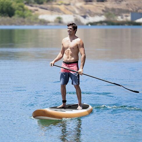 Zyerch Inflatable Stand Up Paddle Board with Floating Paddle, Accessories of Backpack, Double-Action Hand Pump, All-Around SUP for Yoga,Fishing,Tour-10'6" (Black) in Kuwait