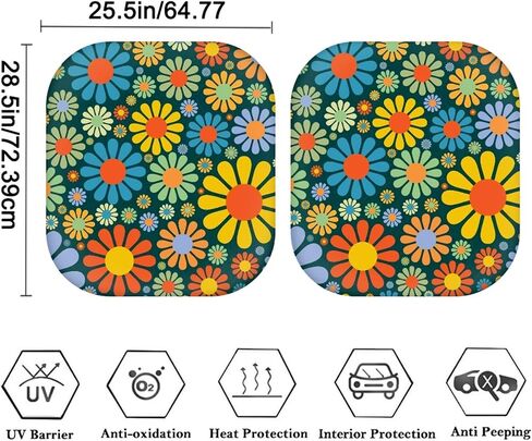 DISNIMO Hippie Boho الأزهار سيارة الزجاج الأمامي مظلة الشمس الصيف في الهواء الطلق الشمس الأشعة فوق البنفسجية مانع الشمس قناع درع السيارات واقية Accessiors حزمة من 2 in Kuwait