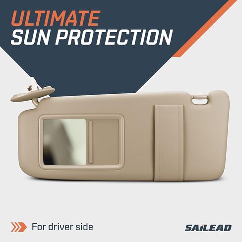 استبدال واقي الشمس من جانب السائق الأيسر من SAILEAD متوافق مع Toyota Venza مع فتحة سقف وإضاءة، بديل لـ Venza 2009 2010 2011 2012 2013 2014 2015 2016 (بيج، الجانب الأيسر) in Kuwait