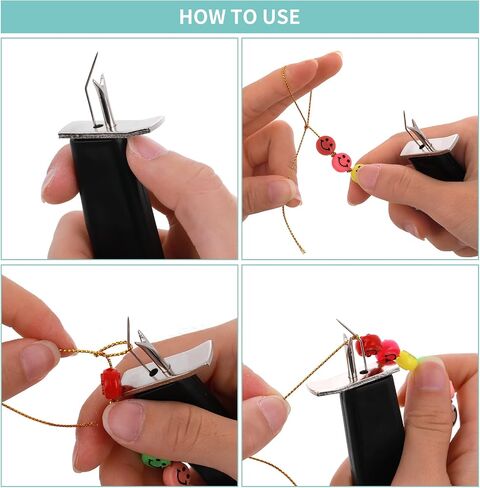 أداة عقد الخرز من Grevosea لإنشاء عقد آمنة من اللؤلؤ لصنع المجوهرات أداة عقد للمجوهرات DIY أدوات تزيين اللؤلؤ (أسود) in Kuwait