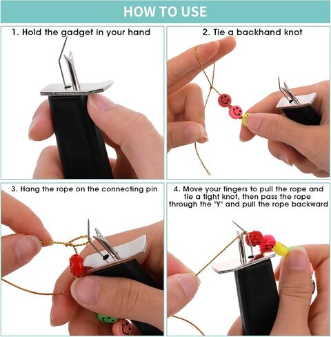 أداة عقد الخرز من Grevosea لإنشاء عقد آمنة من اللؤلؤ لصنع المجوهرات أداة عقد للمجوهرات DIY أدوات تزيين اللؤلؤ (أسود) in Kuwait