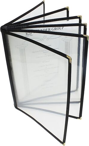 Thunder Group PLMENU-6BL Menu Cover, 8-1/2" x 11", 6-Page Book fold, Flexible, Plastic Laminate Folder, Black, Pack of 10 in Saudi Arabia