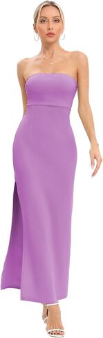 JLCNCUE Women's Tube Strapless Maxi Dress Side Slit Bodycon Dress Sleeveless Off Shoulder Backless Cocktail Dress 295 in Saudi Arabia