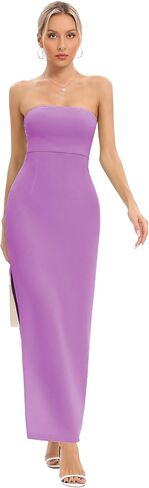 JLCNCUE Women's Tube Strapless Maxi Dress Side Slit Bodycon Dress Sleeveless Off Shoulder Backless Cocktail Dress 295 in Saudi Arabia