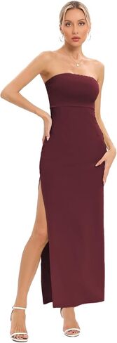 JLCNCUE Women's Tube Strapless Maxi Dress Side Slit Bodycon Dress Sleeveless Off Shoulder Backless Cocktail Dress 295 in Saudi Arabia