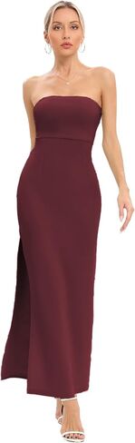 JLCNCUE Women's Tube Strapless Maxi Dress Side Slit Bodycon Dress Sleeveless Off Shoulder Backless Cocktail Dress 295 in Saudi Arabia