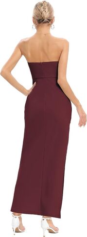 JLCNCUE Women's Tube Strapless Maxi Dress Side Slit Bodycon Dress Sleeveless Off Shoulder Backless Cocktail Dress 295 in Saudi Arabia