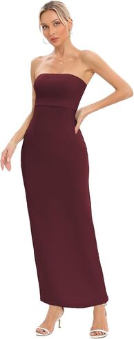 JLCNCUE Women's Tube Strapless Maxi Dress Side Slit Bodycon Dress Sleeveless Off Shoulder Backless Cocktail Dress 295 in Saudi Arabia