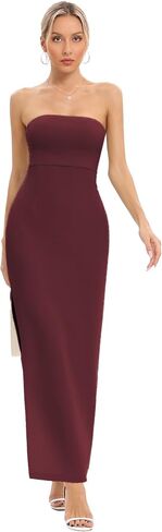 JLCNCUE Women's Tube Strapless Maxi Dress Side Slit Bodycon Dress Sleeveless Off Shoulder Backless Cocktail Dress 295 in Saudi Arabia