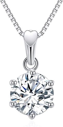WTYIM 2CT Moissanite Pendant Necklace for Women, 18K White Gold Plated 925 Sterling Silver D Color Ideal Cut Moissanite Diamond Necklace with Box Chain Birthday Mothers Day Gift for Mom Her Wife in Kuwait