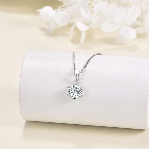 WTYIM 2CT Moissanite Pendant Necklace for Women, 18K White Gold Plated 925 Sterling Silver D Color Ideal Cut Moissanite Diamond Necklace with Box Chain Birthday Mothers Day Gift for Mom Her Wife in Kuwait