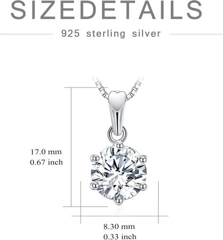 WTYIM 2CT Moissanite Pendant Necklace for Women, 18K White Gold Plated 925 Sterling Silver D Color Ideal Cut Moissanite Diamond Necklace with Box Chain Birthday Mothers Day Gift for Mom Her Wife in Kuwait