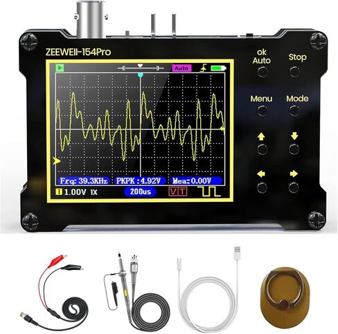Sutlumisi 2 in 1 Handheld Oscilloscope Signal Generator, 154 Pro 2.4" Digital Automotive Oscilloscope Kit, 40MSa/s Sampling Rate 18MHz Bandwidth, 0-500KHz Adjustable Signal Generator, with 10X Probe in Kuwait