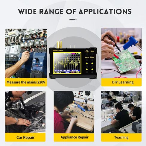 Sutlumisi 2 in 1 Handheld Oscilloscope Signal Generator, 154 Pro 2.4" Digital Automotive Oscilloscope Kit, 40MSa/s Sampling Rate 18MHz Bandwidth, 0-500KHz Adjustable Signal Generator, with 10X Probe in Kuwait
