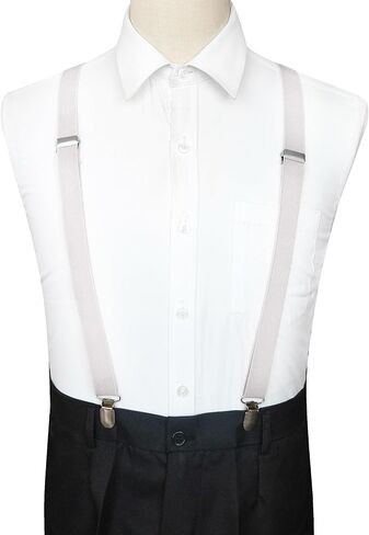 RBOCOTT Mens Solid Color Suspender with 4 Clips Adjustable Braces in Kuwait