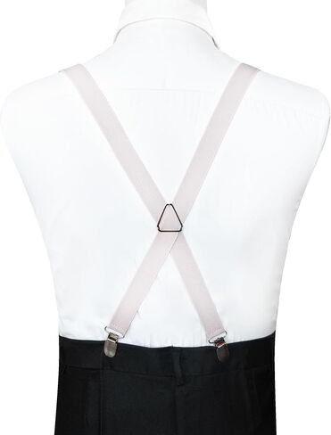 RBOCOTT Mens Solid Color Suspender with 4 Clips Adjustable Braces in Kuwait