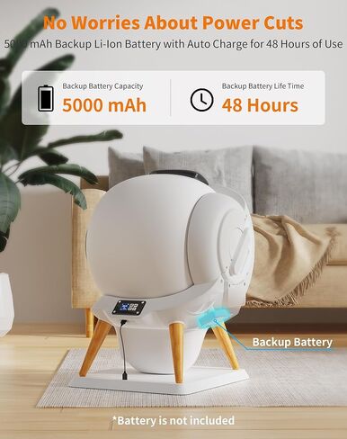 HoneyGuaridan Self Cleaning Cat Litter Box Automatic Cat Litter Box, APP Control Health Monitoring for Multiple Cats, Anti-Pinch/Odor-Removal Design, Dual Power Supply, with 2 Rolls Garbage Bags/Mats in Kuwait