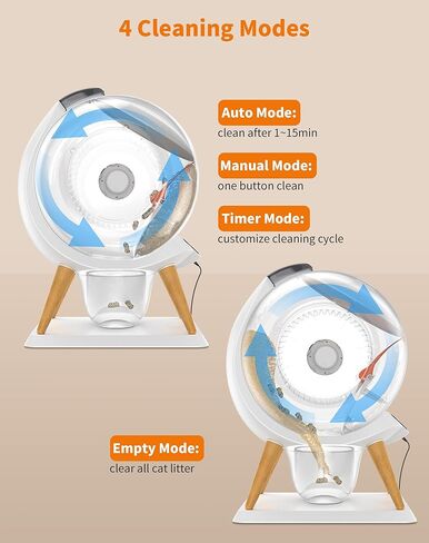 HoneyGuaridan Self Cleaning Cat Litter Box Automatic Cat Litter Box, APP Control Health Monitoring for Multiple Cats, Anti-Pinch/Odor-Removal Design, Dual Power Supply, with 2 Rolls Garbage Bags/Mats in Kuwait