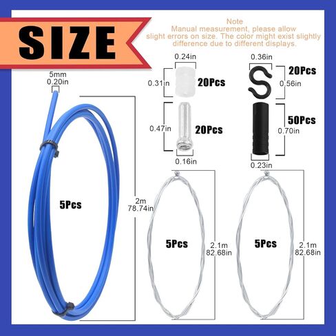 Hilitchi 5 Sets Green Universal Bicycle Shifter Cable Housing Set, Including Cable Housing and End Caps, S-Buckles, Cable End Crimps with Isolation Protection Clip for Mountain Road Bike in Saudi Arabia