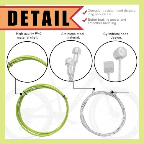 Hilitchi 5 Sets Green Universal Bicycle Shifter Cable Housing Set, Including Cable Housing and End Caps, S-Buckles, Cable End Crimps with Isolation Protection Clip for Mountain Road Bike in Saudi Arabia