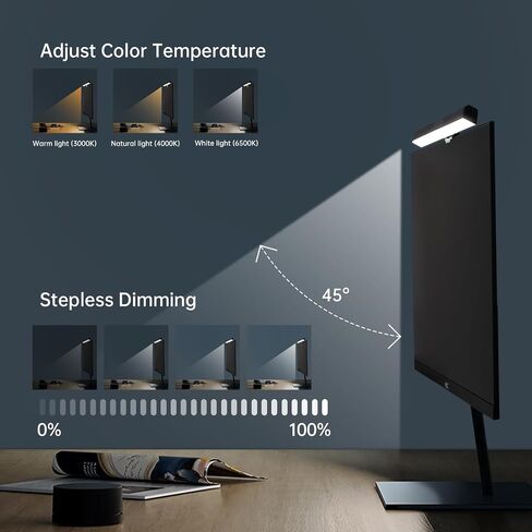 XLYS Monitor Light Bar with RGB Backlight, Eye-Care Computer Light, USB Reading LED Lamp, 3 Color Temperatures and Adjustable Brightness, 7 Modes Dimmable Backlight for Desk/Office/Home/Game in Saudi Arabia