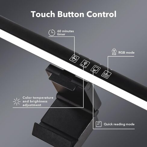 XLYS Monitor Light Bar with RGB Backlight, Eye-Care Computer Light, USB Reading LED Lamp, 3 Color Temperatures and Adjustable Brightness, 7 Modes Dimmable Backlight for Desk/Office/Home/Game in Saudi Arabia