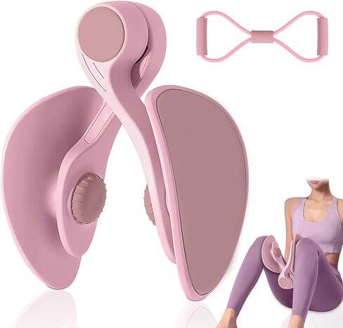 جهاز تمرين الفخذ من Kmise، مدرب عضلات قاع الحوض، مدرب كيجل لإعادة تأهيل ما بعد الولادة، معدات تمرين الذراع/الساق/الورك/الفخذ الداخلي للنساء تأتي مع شريط شد على شكل 8 in Saudi Arabia