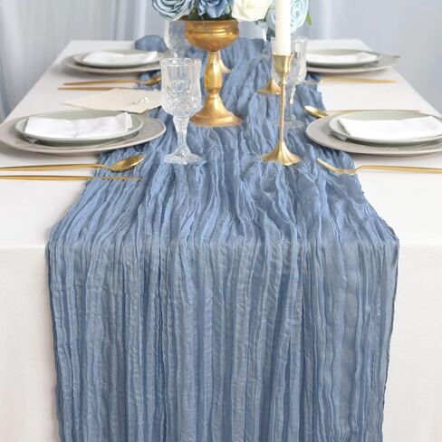 12 Pack 10Ft Dusty Blue Cheesecloth Table Runner 35x120 Inch Gauze Table Runner Rustic Table Runner Long Table Runner for Wedding Decor Gender Reveal Decor Wedding Decorations Tea Party Decorations in Saudi Arabia