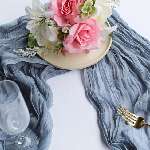 12 Pack 10Ft Dusty Blue Cheesecloth Table Runner 35x120 Inch Gauze Table Runner Rustic Table Runner Long Table Runner for Wedding Decor Gender Reveal Decor Wedding Decorations Tea Party Decorations in Saudi Arabia