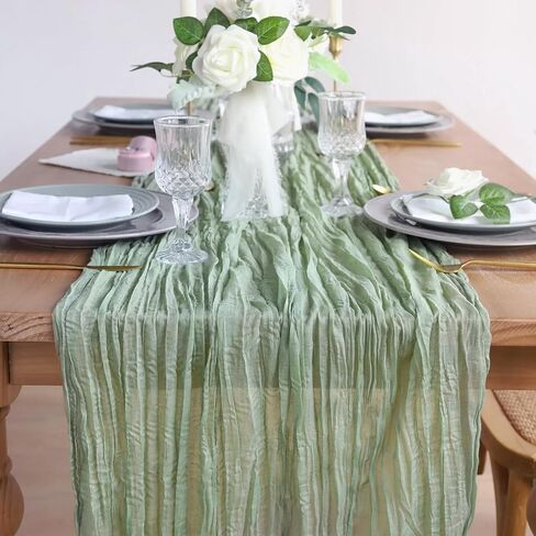 12 Pack 10Ft Dusty Blue Cheesecloth Table Runner 35x120 Inch Gauze Table Runner Rustic Table Runner Long Table Runner for Wedding Decor Gender Reveal Decor Wedding Decorations Tea Party Decorations in Saudi Arabia