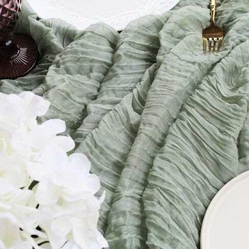 12 Pack 10Ft Dusty Blue Cheesecloth Table Runner 35x120 Inch Gauze Table Runner Rustic Table Runner Long Table Runner for Wedding Decor Gender Reveal Decor Wedding Decorations Tea Party Decorations in Saudi Arabia