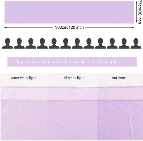 ruiyok 5 حزم لافندر الشيفون الجدول عداء 30 × 120 بوصة نسيج شفاف رومانسي لديكورات الزفاف، 10ft دش الطفل وعيد ميلاد حزب كعكة الجدول الزينة in Kuwait
