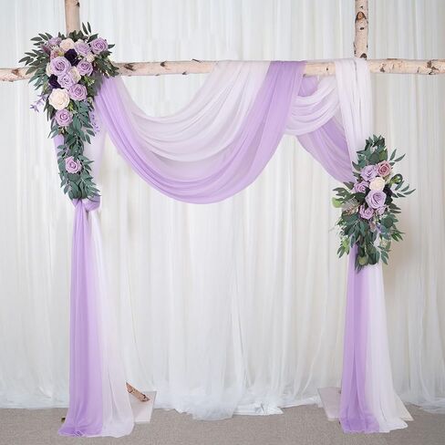 ruiyok 5 حزم لافندر الشيفون الجدول عداء 30 × 120 بوصة نسيج شفاف رومانسي لديكورات الزفاف، 10ft دش الطفل وعيد ميلاد حزب كعكة الجدول الزينة in Kuwait