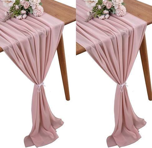 yuhx 2 حزمة مفرش طاولة شيفون بطول 29 × 120 بوصة، مفارش طاولة زفاف باللون الأزرق الفاتح، ديكور زفاف رومانسي وديكورات الحفلات (أزرق فاتح، عبوتان) in Kuwait