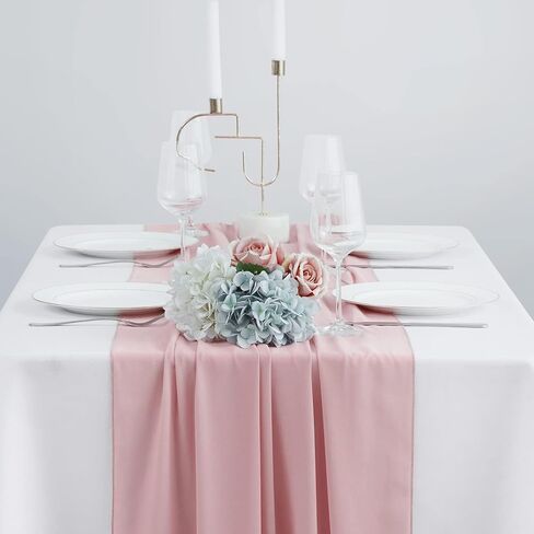 yuhx 2 حزمة مفرش طاولة شيفون بطول 29 × 120 بوصة، مفارش طاولة زفاف باللون الأزرق الفاتح، ديكور زفاف رومانسي وديكورات الحفلات (أزرق فاتح، عبوتان) in Kuwait
