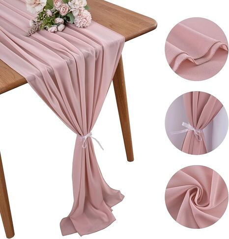 yuhx 2 حزمة مفرش طاولة شيفون بطول 29 × 120 بوصة، مفارش طاولة زفاف باللون الأزرق الفاتح، ديكور زفاف رومانسي وديكورات الحفلات (أزرق فاتح، عبوتان) in Kuwait