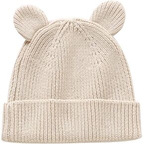 Hadetoto Cotton Baby Beanie Winter Knitted Hat with Bear Ear for Infant Toddler Boys Girls Soft Warm Skull Cap in Kuwait