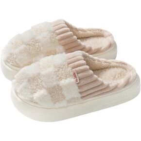 Checkered Slippers House Slippers For Women And Men House Shoes Memory Foam Plush Bedroom Indoor Outdoor Shoes in Saudi Arabia