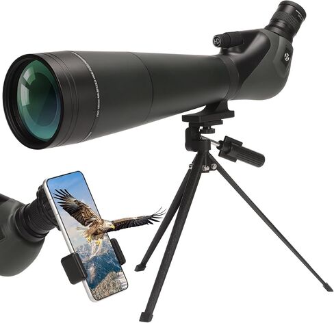 نطاق اكتشاف للصيد، الرماية على الهدف، مشاهدة الطيور، نطاق رصد عالي الدقة 25-75x80 مع حامل ثلاثي القوائم، بصريات متعددة المغلفة بالكامل BAK4 IPX5 مقاومة للماء لمشاهدة الحياة البرية مع محول الهاتف، وحقيبة الحمل in Kuwait