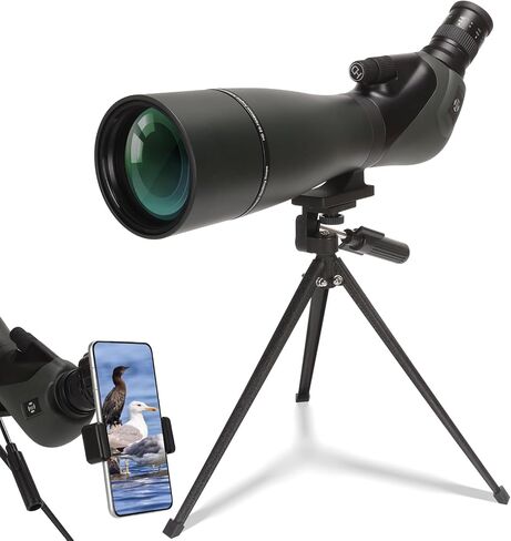 نطاق اكتشاف للصيد، الرماية على الهدف، مشاهدة الطيور، نطاق رصد عالي الدقة 25-75x80 مع حامل ثلاثي القوائم، بصريات متعددة المغلفة بالكامل BAK4 IPX5 مقاومة للماء لمشاهدة الحياة البرية مع محول الهاتف، وحقيبة الحمل in Kuwait