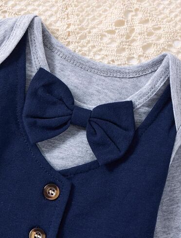 Baby Boy Clothes Gentleman Long Sleeve Romper Top and Pants Baby Boy Fall Winter Outfits 0-12M in Kuwait