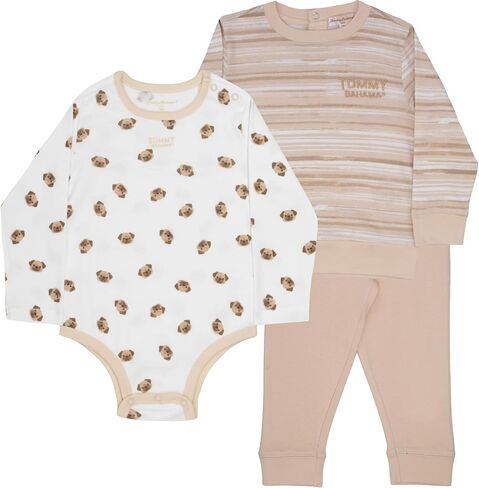 Tommy Bahama Baby 3-Piece 100% Cotton Set - Long Sleeve Shirt, Onesie, and Pants Bundle for Infants and Babies in Saudi Arabia