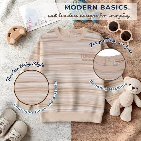 Tommy Bahama Baby 3-Piece 100% Cotton Set - Long Sleeve Shirt, Onesie, and Pants Bundle for Infants and Babies in Saudi Arabia