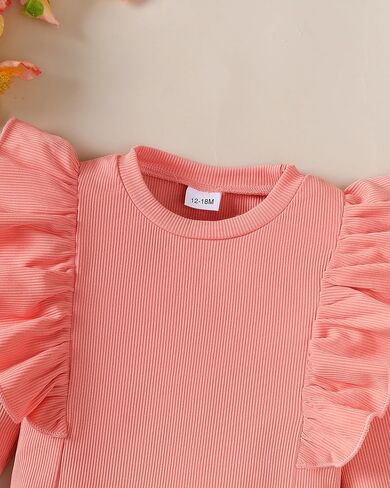 ملابس Jecson للفتيات الصغيرات: مجموعة ملابس قطنية ناعمة وبلوزات بأكمام مكشكشة وسراويل زهرية لطيفة للمنزل في الهواء الطلق 6M-6Y in Kuwait