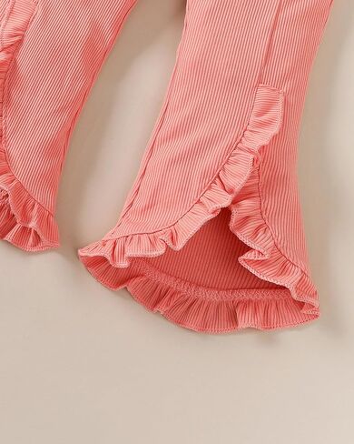 ملابس Jecson للفتيات الصغيرات: مجموعة ملابس قطنية ناعمة وبلوزات بأكمام مكشكشة وسراويل زهرية لطيفة للمنزل في الهواء الطلق 6M-6Y in Kuwait